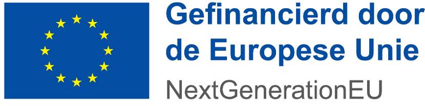 Logo Europese Unie met als tekst ernaast 'Gefinancierd door de Europese Unie, NextGenerationEU'